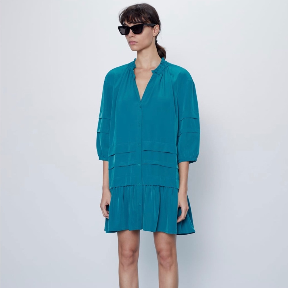 Zara duck blue mini dress